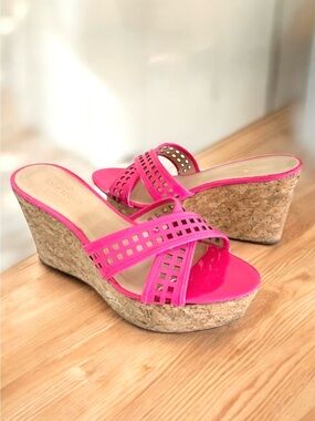Kate Spade Patent Sandals Pink Wedges